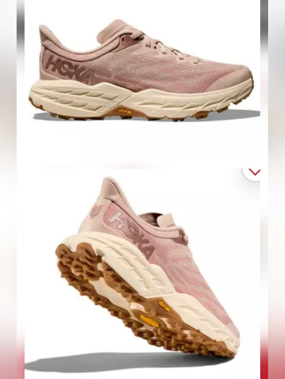 Hoka Women's Dusty Pink and Cream Running Sneakers, Size 7B